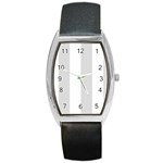 Vertical Stripes - White and Gainsboro Gray Barrel Style Metal Watch