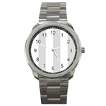 Vertical Stripes - White and Gainsboro Gray Sport Metal Watch