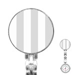 Vertical Stripes - White and Gainsboro Gray Stainless Steel Nurses Watch