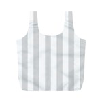 Vertical Stripes - White and Gainsboro Gray Full Print Recycle Bag (M)