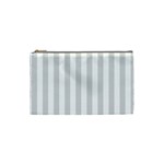 Vertical Stripes - White and Gainsboro Gray Cosmetic Bag (S)