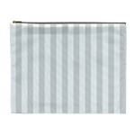 Vertical Stripes - White and Gainsboro Gray Cosmetic Bag (XL)