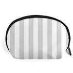 Vertical Stripes - White and Gainsboro Gray Accessory Pouch (Large)