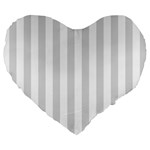 Vertical Stripes - White and Gainsboro Gray Large 19  Premium Flano Heart Shape Cushion