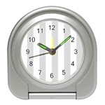 Vertical Stripes - White and Gainsboro Gray Desk Alarm Clock