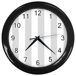 Vertical Stripes - White and Gainsboro Gray Wall Clock (Black)