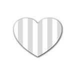 Vertical Stripes - White and Gainsboro Gray Heart Coaster (4 pack)