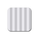 Vertical Stripes - White and Gainsboro Gray Rubber Coaster (Square)