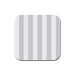 Vertical Stripes - White and Gainsboro Gray Rubber Square Coaster (4 pack)
