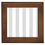 Vertical Stripes - White and Gainsboro Gray Framed Tile