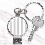 Vertical Stripes - White and Light Gray Nail Clippers Key Chain