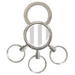 Vertical Stripes - White and Light Gray 3-Ring Key Chain