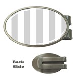 Vertical Stripes - White and Light Gray Money Clip (Oval)