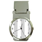 Vertical Stripes - White and Light Gray Money Clip Watch