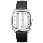 Vertical Stripes - White and Light Gray Square Metal Watch