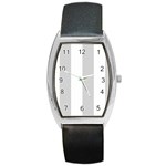 Vertical Stripes - White and Light Gray Barrel Style Metal Watch