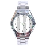 Vertical Stripes - White and Light Gray Stainless Steel Analogue Watch