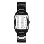 Vertical Stripes - White and Light Gray Stainless Steel Barrel Watch