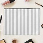 Vertical Stripes - White and Light Gray Cosmetic Bag (XL)