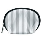 Vertical Stripes - White and Light Gray Accessory Pouch (Medium)