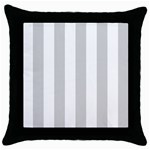 Vertical Stripes - White and Light Gray Throw Pillow Case (Black)