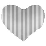 Vertical Stripes - White and Light Gray Large 19  Premium Flano Heart Shape Cushion