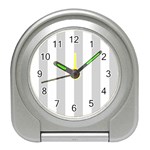 Vertical Stripes - White and Light Gray Desk Alarm Clock