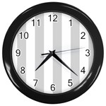 Vertical Stripes - White and Light Gray Wall Clock (Black)