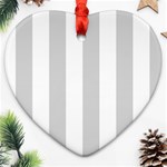 Vertical Stripes - White and Light Gray Heart Ornament (Two Sides)