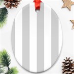 Vertical Stripes - White and Light Gray Oval Ornament (Two Sides)