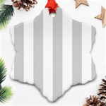 Vertical Stripes - White and Light Gray Snowflake Ornament (Two Sides)