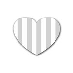 Vertical Stripes - White and Light Gray Heart Coaster (4 pack)