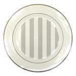 Vertical Stripes - White and Light Gray Porcelain Plate