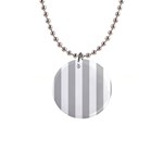 Vertical Stripes - White and Silver Gray 1  Button Necklace