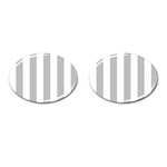 Vertical Stripes - White and Silver Gray Cufflinks (Oval)