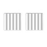 Vertical Stripes - White and Silver Gray Cufflinks (Square)