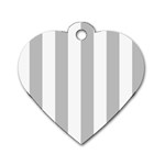 Vertical Stripes - White and Silver Gray Dog Tag Heart (Two Sides)