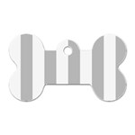 Vertical Stripes - White and Silver Gray Dog Tag Bone (Two Sides)