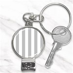 Vertical Stripes - White and Silver Gray Nail Clippers Key Chain