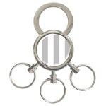 Vertical Stripes - White and Silver Gray 3-Ring Key Chain