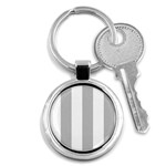 Vertical Stripes - White and Silver Gray Key Chain (Round)