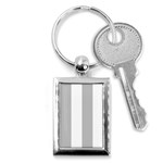 Vertical Stripes - White and Silver Gray Key Chain (Rectangle)