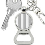 Vertical Stripes - White and Silver Gray Bottle Opener Key Chain