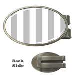 Vertical Stripes - White and Silver Gray Money Clip (Oval)