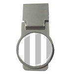 Vertical Stripes - White and Silver Gray Money Clip (Round)