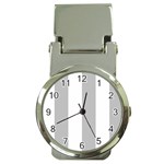 Vertical Stripes - White and Silver Gray Money Clip Watch