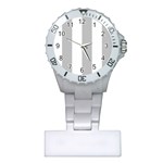Vertical Stripes - White and Silver Gray Nurses Watch