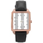 Vertical Stripes - White and Silver Gray Rose Gold Leather Watch