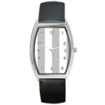 Vertical Stripes - White and Silver Gray Barrel Style Metal Watch