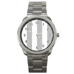 Vertical Stripes - White and Silver Gray Sport Metal Watch